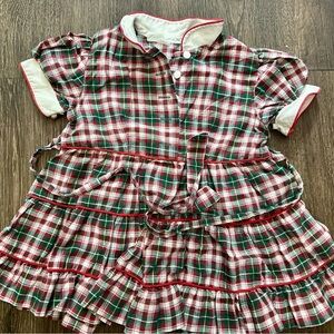 Vintage Kate Greenaway Plaid Tiered Frock Dress Estimated 12-18m
